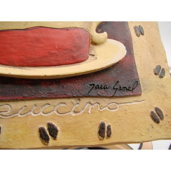 Lot 5 Coffee Bar Metal Wall Decor Latte Mocha Java Cups Mug Sign Plaque Ceramic - Picture 8 of 14